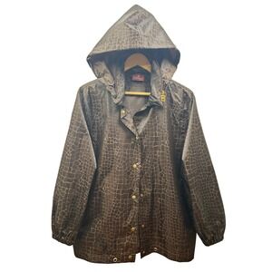 Foromoro Raincoat Womens M Brown Croc Print Packable Lightweight Made in Italy